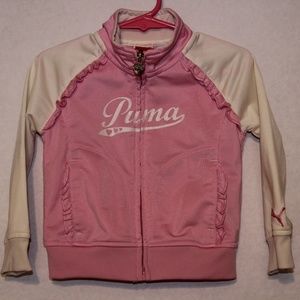 Puma Little Girls Pink & Cream Ruffled Jacket